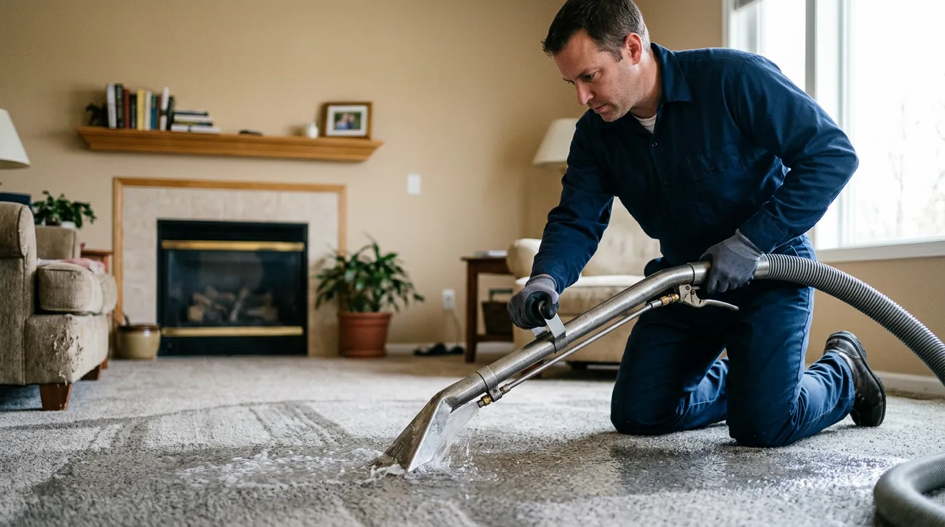 Water damage restoration technician working near Manderson, WY